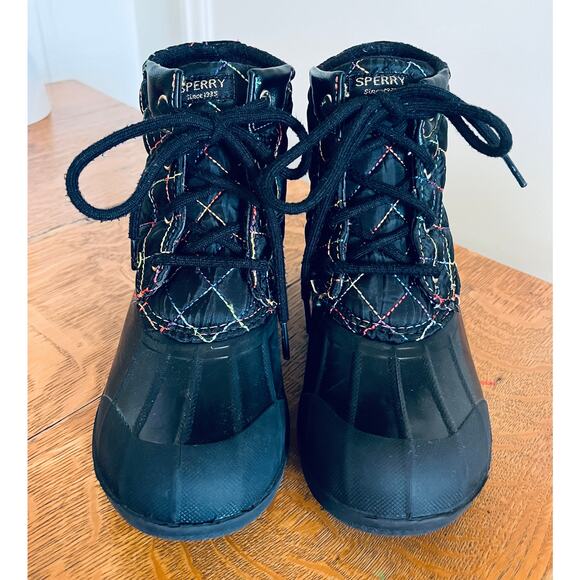 Girls' Sperry Port Rainbow Waterproof Weather Boots, Size 1 - Picture 1 of 4